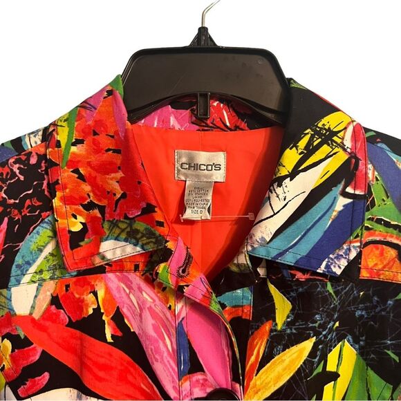 Chico’s Tropical & Colorful Blazer jacket Sz 0 (Small) - Picture 2 of 13